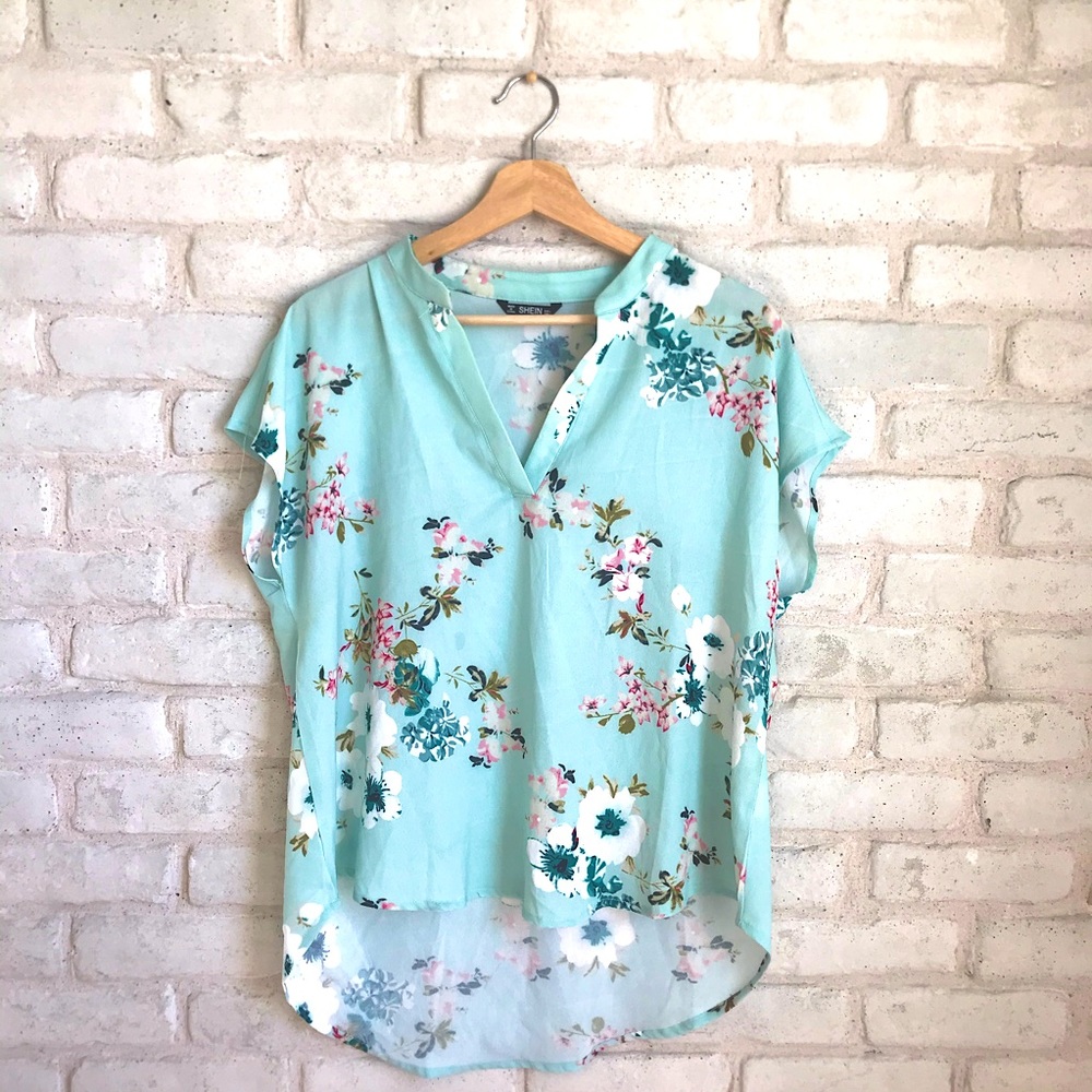 SHEIN V Neck Floral Blouse L
